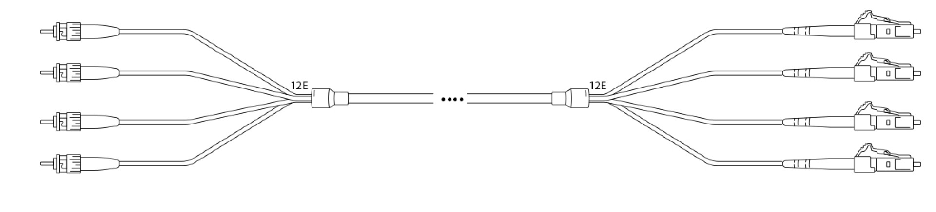 Breakout I-V(ZN) HH OS2 9/125µm ST/LC 12E 1,0m