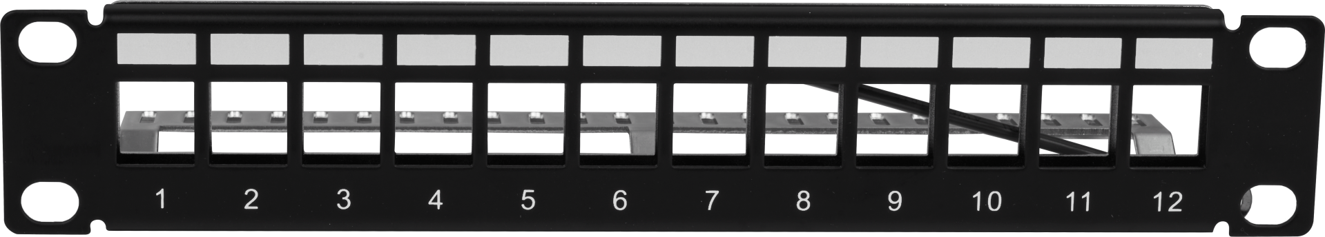 Distribution panel 10" 1U 12-port, metal, black RAL9005