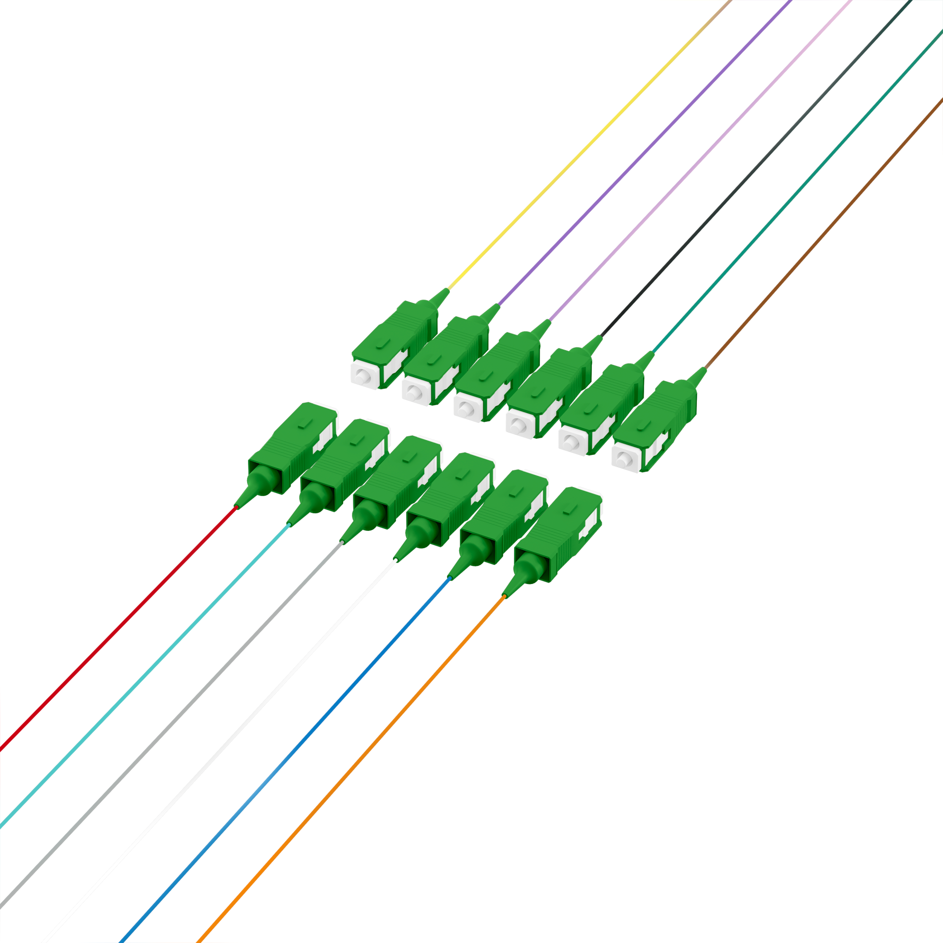 Fiber Pigtail SC/APC OS2 G657A2-colored set 2m - 12 pieces