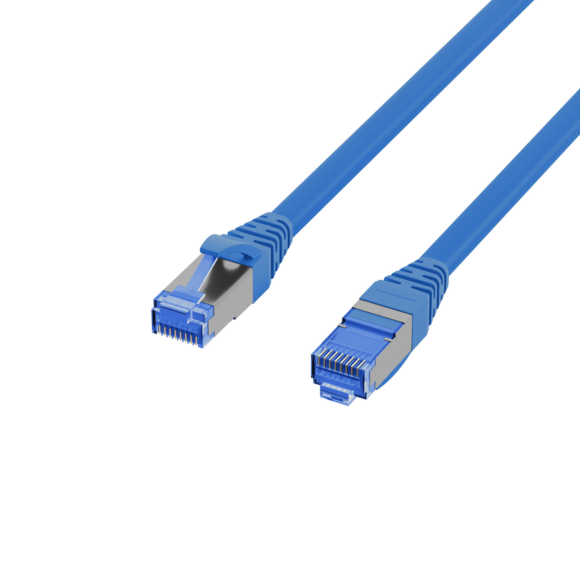 INFRALAN® RJ45 Patch Cable S/FTP, Cat.6A, TPE superflex, 1,5m, blue